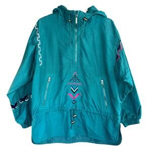 Vintage Kaelin Teal Tribal size 12 windbreaker jacket